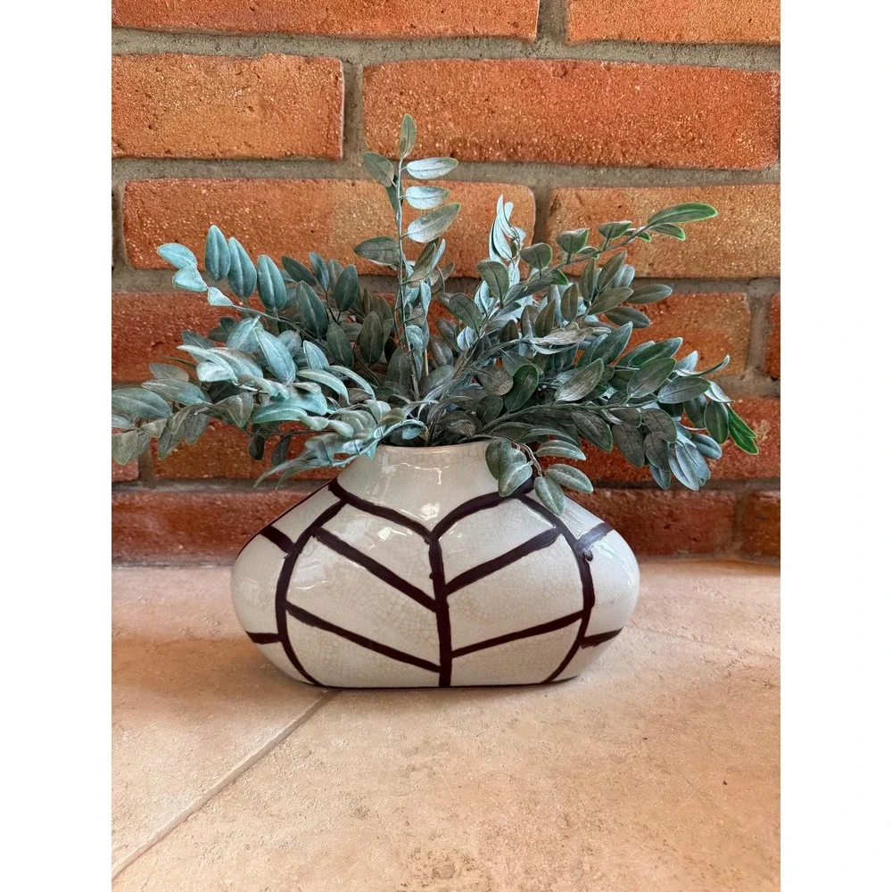 Mid Century Modern Style, Baum Brothers Formalities Geometric Crackle Glaze Vase